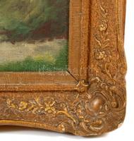 Prohászka József (1886-1964): Almaszedés. Olaj, vászon, jelzett, antik keretben, 80×60 cm