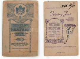 1914-1925 2 db keményhátú fotó, nyíregyházi műtermekből, feliratozva, különböző méretben