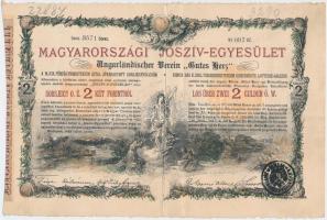 Budapest 1888. "Magyarországi Jószív Egyesület" sorsjegye 2Ft-ról (3x) mindegyik felülbélyegzett T:III