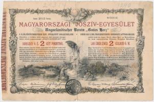 Budapest 1888. "Magyarországi Jószív Egyesület" sorsjegye 2Ft-ról (3x) mindegyik felülbély...