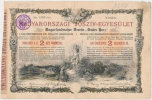 Budapest 1888. "Magyarországi Jószív Egyesület" sorsjegye 2Ft-ról (3x) mindegyik felülbély...