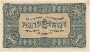 1923. 500K "T.W." jelöléssel, nyomdahely nélkül, függőleges nyomdai papírránccal T:II kett...