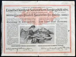 Budapest 1904. "Erzsébet királyné Sanatorium Sorsjegykölcsön" sorsjegye 5K-ról, szárazpecs...