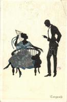 27 db RÉGI sziluett képeslap, üdvözlőlapok, vegyes minőségű, pinx. Manni Grosze, Zinnoris, Winkler, ...