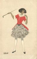 Golf player lady, B.K.W.I. 746-6. s: Mela Koehler