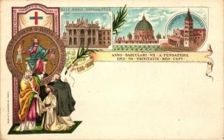 1898 Roma, Rome; Basilica di San Crisogono &#039;Heic Ordo Approbbatys Anno Saeculari VII. A. Fundatione...&#039; litho