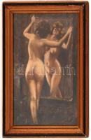 Tibay jelzéssel: Akt tükör előtt. Pasztell, papír, apró hibákkal, üvegezett keretben, 52×35 cm