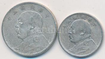 Kína 1914. 10c Ag + 20c Ag "Yüan Shihkai" T:2-,3
China 1914. 10 Cents Ag + 20 Cents Ag &qu...