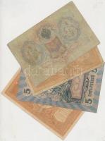 Orosz Birodalom 1898. 1R (2x) + 1905. 3R + 1909. 5R (2x) + 10R + 25R T:III,III-
Russian Empire 1898....