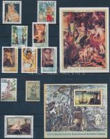 Nude paintings 10 stamps + 2 block + 1 CM from overseas countries on 2 stock cards, Aktfestmény motívum 10 db bélyeg + 2 blokk + 1 CM tengerentúli országokból 2 stecklapon