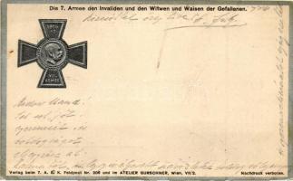 1914-15 Die 7. Armee den Invaliden un den Witwen und Waisen der Gefallenen; K.u.K. 7. Armeekommando Feldpost 206 / WWI charity card, Franz Josef Emb.