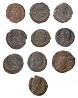 10db-os római bronz- és rézpénz tétel, III. századi császárok érméivel T:vegyes 10pcs of Roman bronze and copper coins from fourth-century emperors C:mixed