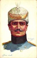 Officier Serbe. Visé Paris No. 52. Nos Alliés (2. Serie) / Serbian officer, art postcard  s: Emil Dupuis