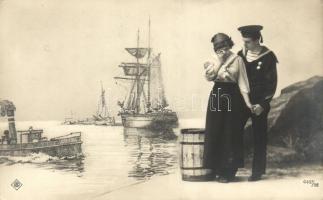 Sailor with lady, romantic couple