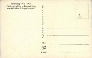 Gebirgsgeschütz in Feuerstellung am serbischen Kriegsschauplatz / K.u.K. artillery, cannon at the Se...