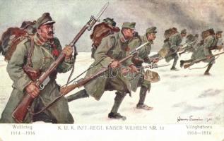 K.u.K. Infanterie-Regiment Kaiser Wilhelm Nr. 34 / K.u.K. soldiers, battle scene s: Hans Larwin (Rb)