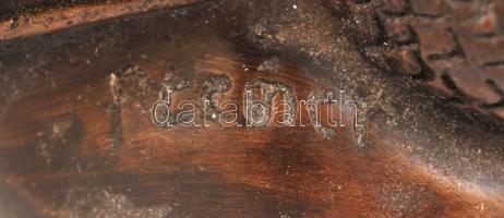 cca 1950 Steiner Juszticia szobor, bronzírozott spiáter, jelzett, hiányzik a mérleg, m:41cm,