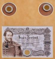 2002. 100Ft "Kossuth" (2x) + elsőnapi veret sorszámozott díszlapon exkluzív bársony albumb...