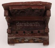 Kínai lakkozott fa asztali ecsetállvány, 21x11x10 cm