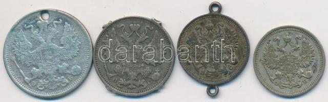 Orosz Birodalom 1909-1914. 10k Ag (2x) az egyiken fülek + 1914. 15k Ag brossnyomok + 1907. 20k Ag ly...