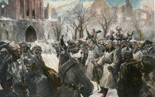 Der Kaiser unter den siegreichen Truppen nach der Winterschlacht in Masuren auf dem Marktplatz zu Lyck am 14. Februar / after the battle of the Masurian Lakes, Kaiser Wilhelm II