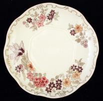 Zsolnay leveses csésze és alj, kézzel festett, jelzett (Novotel), hibátlan