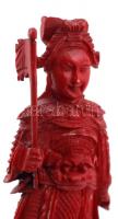 Kínai festett csont sakkfigura, király, m: 9  cm