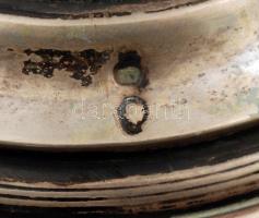 Ezüst (Ag.) talpas ólomkristály váza, hibátlan, jelzett, mesterjeggyel, csiszolt, metszett, m:18 cm ...