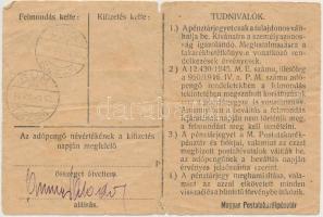 1946. 100.000AP nem kamatozó Pénztárjegy "Másra Át Nem Ruházható", "Rum" bélyegz...