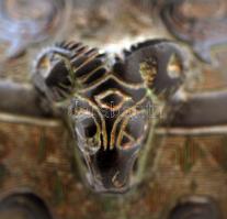 Kínai, festett, fém váza test (hiányos), m:29cm