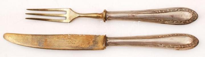 6 személyes ezüstnyelű (Ag) desszertes étkészlet, jelzett, br: 254 g