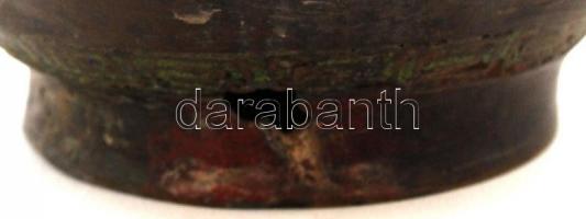 Antik, japán, rekeszzománcos bronz váza, 15x15cm, lyukas