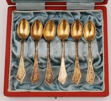 6 db-os Budapest ezüst(Ag) kávékanál készlet a Parlament képével díszítve, jelzett, 87,3 g