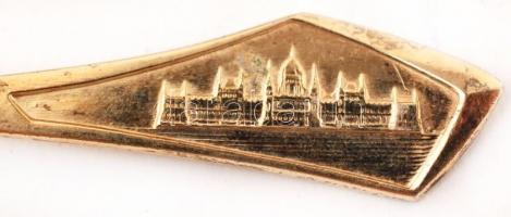 6 db-os Budapest ezüst(Ag) kávékanál készlet a Parlament képével díszítve, jelzett, 87,3 g