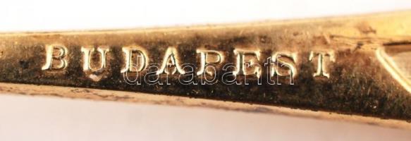 6 db-os Budapest ezüst(Ag) kávékanál készlet a Parlament képével díszítve, jelzett, 87,3 g