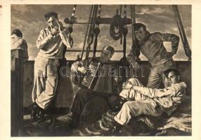 Abend an Bord / Night on board, WWII German mariners, accordion, H.D.K. 498. s: Schwarte-Hellweg