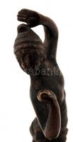 Fiatal táncos, antikizáló réz szobor, alabástrom talapzaton, jelzés nélkül, m: 12 cm