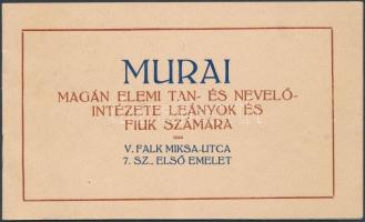 cca 1920 Bp. V. Murai magán elemi tan- és nevelőintézet ismertető füzet. 8p. szép állapotban