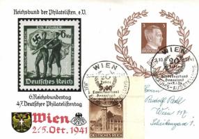 1941 6. Reichsbundestag 47. Deutscher Philatelistentag, Wien / 6th German Bundestag 47th German stamp day in Vienna So. Stpl 3 Ga. (EK)