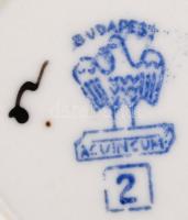 3 db porcelán tálka: virágmintás Zsolnay tálka, kézzel festett, jelzett, hibátlan, 11×7 cm + Balaton...