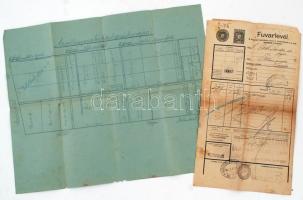 1925 Harta, Az Állampusztai börtön veteményes kertjének tervrajza + egy kapcsolódó fuvarlevél