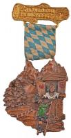 Ausztria 1977. "5. Nemzetközi Túranap - Heiligkreuz" festett, fém túrajelvény mellszalaggal (60-69mm) T:2 Austria 1977. "5. International Wandertag - Heiligkreuz" painted, metal tour badge with ribbon (60-69mm) C:XF