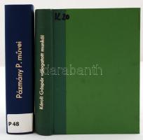 2 db vallási témájú könyv: Pázmány Péter művei. Vál. Tarnóc Márton. Bp., 1983, Szépirodalmi Könyvkiadó. Későbbi félvászon kötésben, jó állapotban.; Károli Gáspár válogatott munkái. Összeáll. Vargha Balázs. Bp., 1958, Magvető. Későbbi félvászon kötésben, jó állapotban.