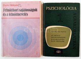 2 db neveléspszichológiai könyv: Justné Kéry Hedvig: Az iskolai osztályközösség kialakulására ható tényezők. Bp., 1963, Akadémiai Kiadó. Papírkötésben, jó állapotban.; Durkó Mátyás: Felnőttkori sajátosságok és a felnőttnevelés. Bp., 1988, Kossuth. Papírkötésben, műanyag védőborítóval, jó állapotban.