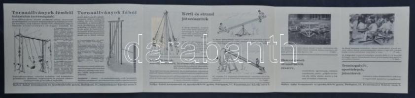 cca 1932 Seffer Antal Tornaszerek és Sporteszközök Gyára prospektusa, Játék és torna a kertben és a ...