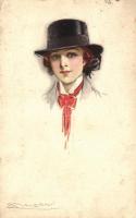 Italian art postcard, lady, s: Mauzan