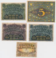 Nagyszőllős 1919. 50f + 1K + 2K + 3K + 5K "Ugocsai Világítási Rt." értékjegy borítékban T:...