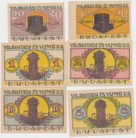 Budapest 1920. 20f + 50f + 1K + 2K + 5K + 10K "Világítási és Vízmű Rt." utalványok boríték...