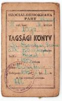 1945 Magyarországi Szociáldemokrata Párt kitöltött párttagsági igazolványa, tagsági bélyegekkel
