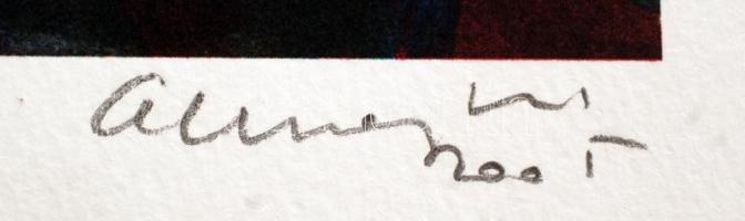 Aknay János (1949-): Angyal. Computer print 30/200, papír, jelzett, 20×14 cm